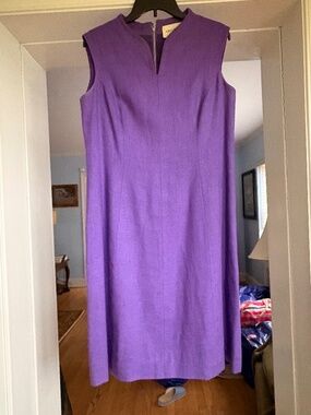 Adele Simpson Vintage Sleeveless Purple V-neck Shift Dress